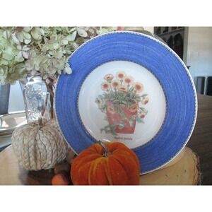 3 Sarah's Garden Wedgwood Blue Dessert Salad Plate NEW 1997 England Citrus